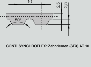 CONTI® SYNCHROFLEX AT10 timing belt profile